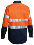 Bisley Two Tone Closed Front Hi Vis Long Sleeve Drill Shirt With Reflective Tape (BTC6456)
