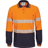 DNC Hi Vis Segment Taped Cotton Jersey Polo - Long Sleeve (3516) Hi Vis Polo With Tape DNC Workwear - Ace Workwear