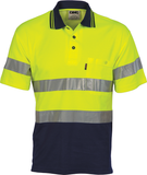 DNC Hi Vis Two Tone Cotton Back Polos with Reflective Tape Short Sleeve (3717) Hi Vis Polo With Tape DNC Workwear - Ace Workwear
