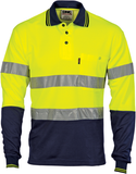 DNC Hi Vis Two Tone Cotton Back Polos with Reflective Tape Long Sleeve (3718) Hi Vis Polo With Tape DNC Workwear - Ace Workwear