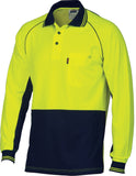 DNC Hi Vis Cotton Backed Cool-Breeze Contrast Polo - Long Sleeve (3720) Hi Vis Plain Polo DNC Workwear - Ace Workwear