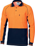 DNC Hi Vis Cotton Backed Cool-Breeze Contrast Polo - Long Sleeve (3720) Hi Vis Plain Polo DNC Workwear - Ace Workwear