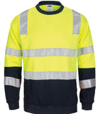 DNC Hivis Two Tone, Crew-neck Fleecy Sweat Shirt with Shoulders, Double Hoop Body and Arms CSR R/Tape (3723) Hi Vis Jumpers DNC Workwear - Ace Workwear