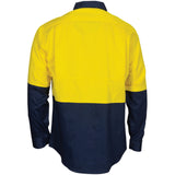 DNC Hi Vis L/W Cool-Breeze T2 Vertical Vented Cotton Shirt with Gusset Sleeves (3733) Hi Vis Shirts DNC Workwear - Ace Workwear