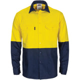 DNC Hi Vis L/W Cool-Breeze T2 Vertical Vented Cotton Shirt with Gusset Sleeves (3733) Hi Vis Shirts DNC Workwear - Ace Workwear