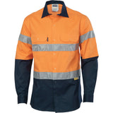 DNC Hi Vis two tone drill shirts with 3M8906 R/Tape - long sleeve (3736) Hi Vis Shirts With Tape DNC Workwear - Ace Workwear