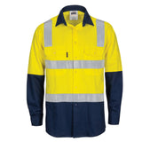 DNC Hi Vis Two Tone Cool-Breeze Cotton Shirt with Hoop & Shoulder CSR Reflective Tape (3747) Hi Vis Shirts With Tape DNC Workwear - Ace Workwear