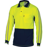 DNC Hi Vis Cool Breathe Stripe Polo - Long Sleeve (3756) Hi Vis Polo With Designs DNC Workwear - Ace Workwear