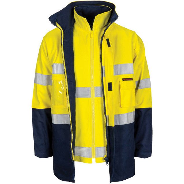 DNC Hi Vis 4 IN 1 Cotton Drill Jacket with Generic Reflective Tape 3764 Ace Workwear