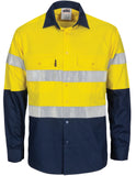 DNC Hi Vis R/W Cool-Breeze T2 Vertical Vented Cotton Shirt with Gusset Sleeves, Generic R/Tape - Long Sleeve (3782) Hi Vis Shirts With Tape DNC Workwear - Ace Workwear