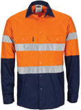 DNC Hi Vis R/W Cool-Breeze T2 Vertical Vented Cotton Shirt with Gusset Sleeves, Generic R/Tape - Long Sleeve (3782) Hi Vis Shirts With Tape DNC Workwear - Ace Workwear