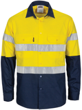 DNC Hi Vis Cool-Breeze T2 Vertical Vented Cotton Shirt with Gusset Sleeves (3784) Hi Vis Shirts With Tape DNC Workwear - Ace Workwear