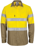 DNC Hi Vis Cool-Breeze T2 Vertical Vented Cotton Shirt with Gusset Sleeves (3784) Hi Vis Shirts With Tape DNC Workwear - Ace Workwear