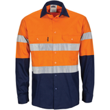 DNC Hi Vis Cool-Breeze T2 Vertical Vented Cotton Shirt with Gusset Sleeves (3784) Hi Vis Shirts With Tape DNC Workwear - Ace Workwear