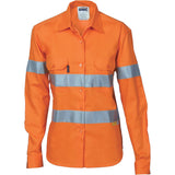 DNC Ladies HiVis Cool-Breeze Cotton Shirt with 3M R/Tape - Long sleeve (3785) Hi Vis Shirts With Tape DNC Workwear - Ace Workwear