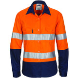 DNC Ladies HIVIS Cool-Breeze Cotton Shirt with CSR R/Tape - Long Sleeve (3786) Hi Vis Shirts With Tape DNC Workwear - Ace Workwear