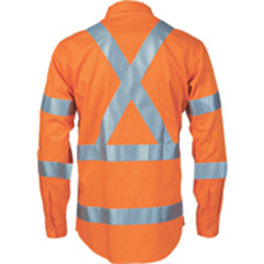 DNC Hi Vis NSW Rail Compliant Cotton Shirt With X Reflective Tape