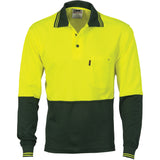 DNC Cotton Back Hi Vis Two Tone Fluoro Polo - Long Sleeve (3816) Hi Vis Plain Polo DNC Workwear - Ace Workwear