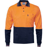 DNC Cotton Back Hi Vis Two Tone Fluoro Polo - Long Sleeve (3816) Hi Vis Plain Polo DNC Workwear - Ace Workwear