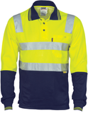 DNC Hi Vis Two Tone Cotton Back Polo Shirt with Reflective Tape Long Sleeve (3818) Hi Vis Polo With Tape DNC Workwear - Ace Workwear