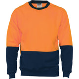 DNC HiVis Two Tone Fleecy Sweat Shirt (Sloppy Joe) Crew-Neck (3821) Hi Vis Jumpers DNC Workwear - Ace Workwear