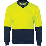 DNC HiVis Two Tone Fleecy Sweat Shirt (Sloppy Joe) V-Neck (3822) Hi Vis Jumpers DNC Workwear - Ace Workwear