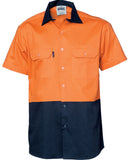 DNC Hi Vis Two Tone Cotton Drill Shirt - Short Sleeve (3831) Hi Vis Shirts DNC Workwear - Ace Workwear