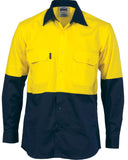 DNC Hi Vis Two Tone Cotton Drill Shirt - Long Sleeve (3832) Hi Vis Shirts DNC Workwear - Ace Workwear