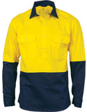 DNC Hi Vis Close Front Cotton Drill Shirt Long Sleeve With Gusset Sleeve (3834) Hi Vis Shirts DNC Workwear - Ace Workwear