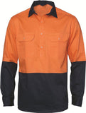 DNC Hi Vis Close Front Cotton Drill Shirt Long Sleeve With Gusset Sleeve (3834) Hi Vis Shirts DNC Workwear - Ace Workwear