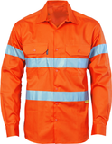 DNC Hi Vis Cotton Drill Shirt with 3M Reflective Tape Long Sleeve (3835) Hi Vis Shirts With Tape DNC Workwear - Ace Workwear