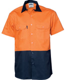 DNC Hi Vis 2 Tone Cool-Breeze Cotton Shirt - Short Sleeve (3839) Hi Vis Shirts DNC Workwear - Ace Workwear
