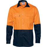 DNC Hi Vis 2 Tone Cool-Breeze Cotton Shirt - Long Sleeve (3840) Hi Vis Shirts DNC Workwear - Ace Workwear