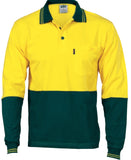 DNC Hi Vis Cool-Breeze Cotton Jersey Polo Shirt with Under Arm Cotton Mesh - Long Sleeve (3846) Hi Vis Plain Polo DNC Workwear - Ace Workwear