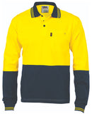DNC Hi Vis Cool-Breeze Cotton Jersey Polo Shirt with Under Arm Cotton Mesh - Long Sleeve (3846) Hi Vis Plain Polo DNC Workwear - Ace Workwear
