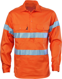 DNC Hi Vis Cool-Breeze Close Front Cotton Shirt with Generic Reflective Tape (3945) Hi Vis Shirts With Tape DNC Workwear - Ace Workwear