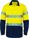 DNC Hi Vis Close Front Cotton Drill Shirt with Reflective Tape Long Sleeve (3849) Hi Vis Shirts With Tape DNC Workwear - Ace Workwear