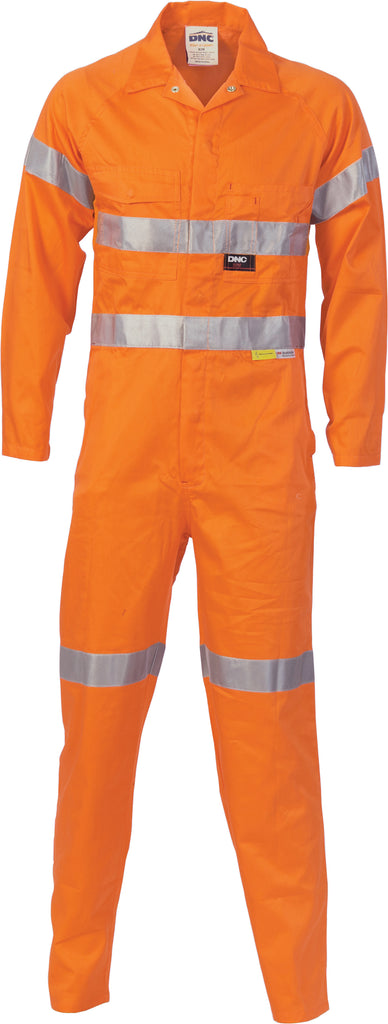 DNC Hi Vis Cotton Coverall/Overall with Reflective Tape (3854) Hi Vis Coveralls (Overalls) DNC Workwear - Ace Workwear