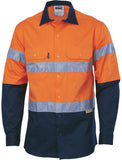 DNC Hi Vis Cool-Breeze Cotton Shirt with 3M 8910 R/Tape - Long Sleeve (3886) Hi Vis Shirts With Tape DNC Workwear - Ace Workwear