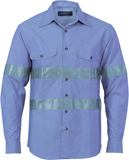 DNC Cotton Chambray Shirt with Generic R/Tape Long sleeve (3889) Hi Vis Shirts With Tape DNC Workwear - Ace Workwear