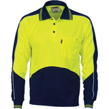 DNC HiVis Cool Breathe Panel Polo Shirt - Long Sleeve (3892) Hi Vis Polo With Designs DNC Workwear - Ace Workwear
