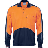 DNC HiVis Cool Breathe Panel Polo Shirt - Long Sleeve (3892) Hi Vis Polo With Designs DNC Workwear - Ace Workwear