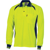 DNC Cool-Breeze Contrast Mesh Polo - Long Sleeve (3902) Hi Vis Polo With Designs DNC Workwear - Ace Workwear