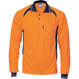 DNC Cool-Breeze Contrast Mesh Polo - Long Sleeve (3902) Hi Vis Polo With Designs DNC Workwear - Ace Workwear