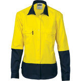DNC Ladies HiVis Two Tone Cotton Drill Shirt - Long Sleeve (3932) Hi Vis Shirts DNC Workwear - Ace Workwear