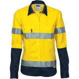 DNC Ladies HiVis Two Tone Cotton Drill Shirt with 3M R/Tape - Long Sleeve (3936) Hi Vis Shirts With Tape DNC Workwear - Ace Workwear