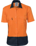 DNC Ladies HiVis 2 Tone Cool-Breeze Cotton Shirt - Short Sleeve (3939) Hi Vis Shirts DNC Workwear - Ace Workwear