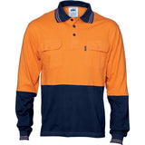 DNC Hi Vis Cool-Breeze 2 Tone Cotton Jersey Polo Shirt with Twin Chest Pocket - Long Sleeve (3944) Hi Vis Plain Polo DNC Workwear - Ace Workwear