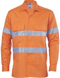 DNC Hi Vis 3 Way Cool-Breeze Cotton Shirt with 3M R/Tape - Long Sleeve (3947) Hi Vis Shirts With Tape DNC Workwear - Ace Workwear