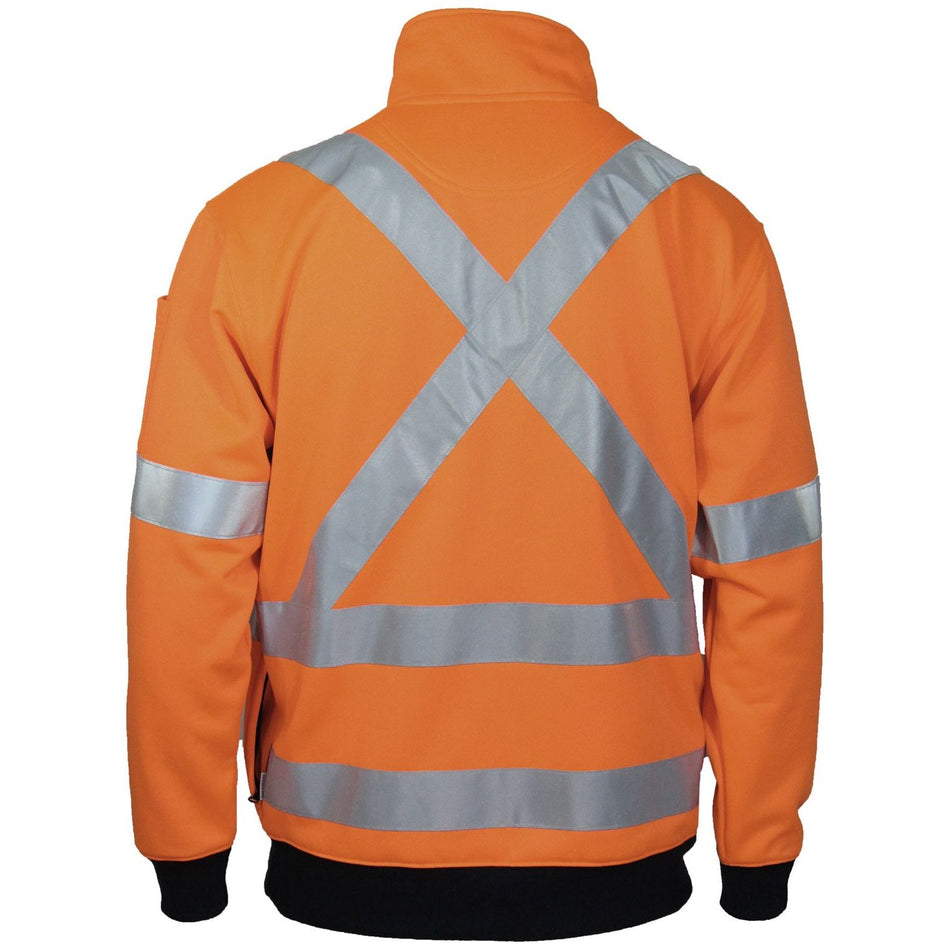 DNC Hi Vis X Back 1/2 Zip Cotton Jumper (3952) - Ace Workwear